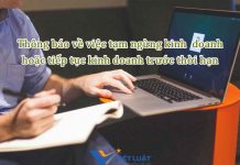 Thông báo về việc tạm ngừng kinh doanh/tiếp tục kinh doanh trước thời hạn Thông báo về việc tạm ngừng kinh doanh/tiếp tục kinh doanh trước thời hạn