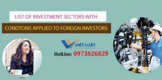 List of investment sectors with condtons applied to foreign invetors