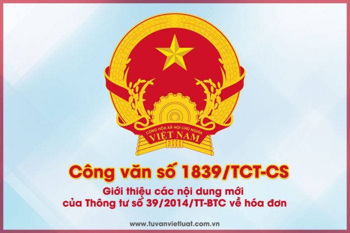 Công văn 1839/TCT-CS