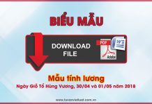 Mẫu tính lương dịp Giỗ Tổ Hùng Vương, 30/4, 01/5/2018 Mẫu tính Tiền lương dịp lễ giỗ tổ hùng vương, 30/04 và 01/05